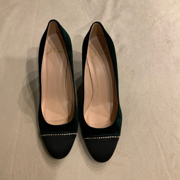 JCrew Green 9 Pump Velvet NWT Sparkle Holiday Party Festive Date - Picture 2 of 8
